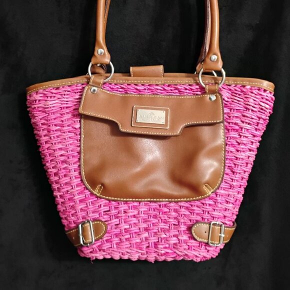 American Living Pink and Brown Woven Tote Bag - Picture 2 of 16